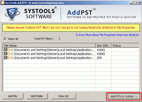Configure Multiple PST files 3.1