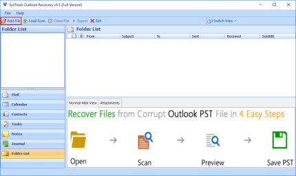 Add PST File in Outlook Recovery
