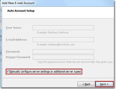 Manually Configure Account