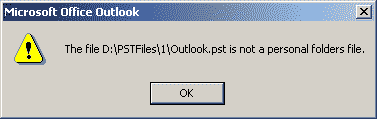 Error: PST is not in Personal Folder