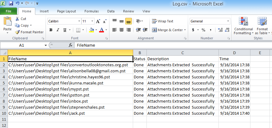 see log CSV report