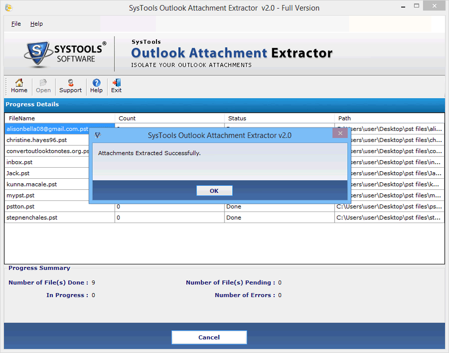 Successfull attachment Extraction