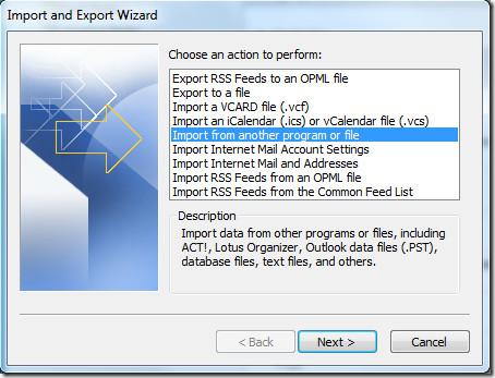 Import PST File