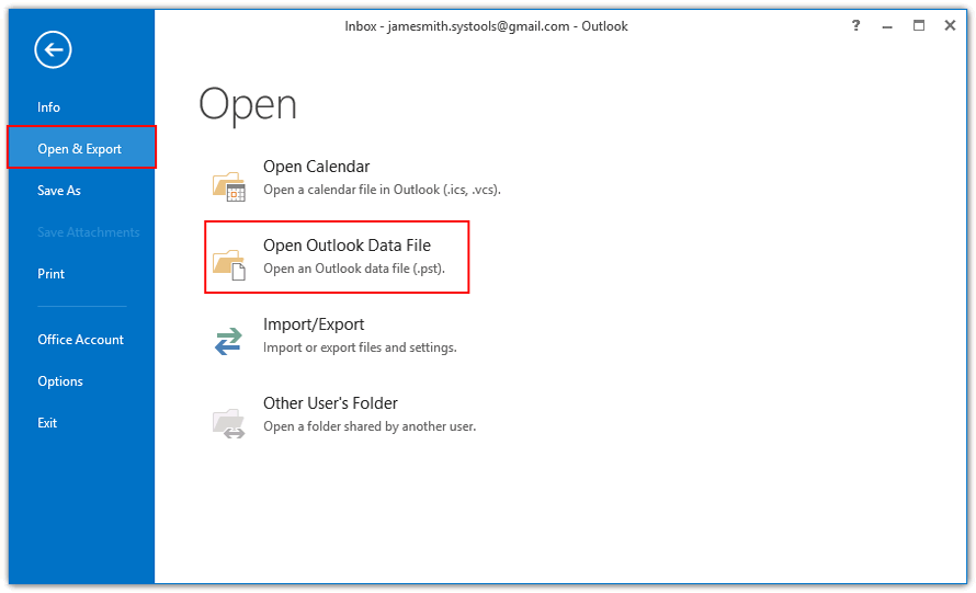 Open Exported PST File