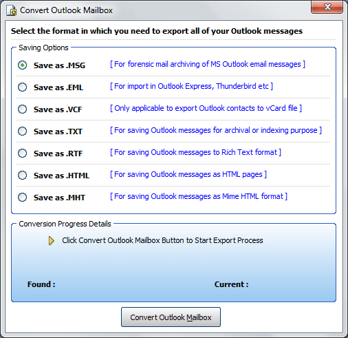 Select required file format