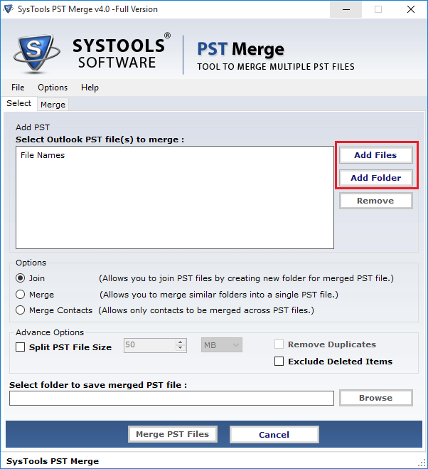 Choose PST File