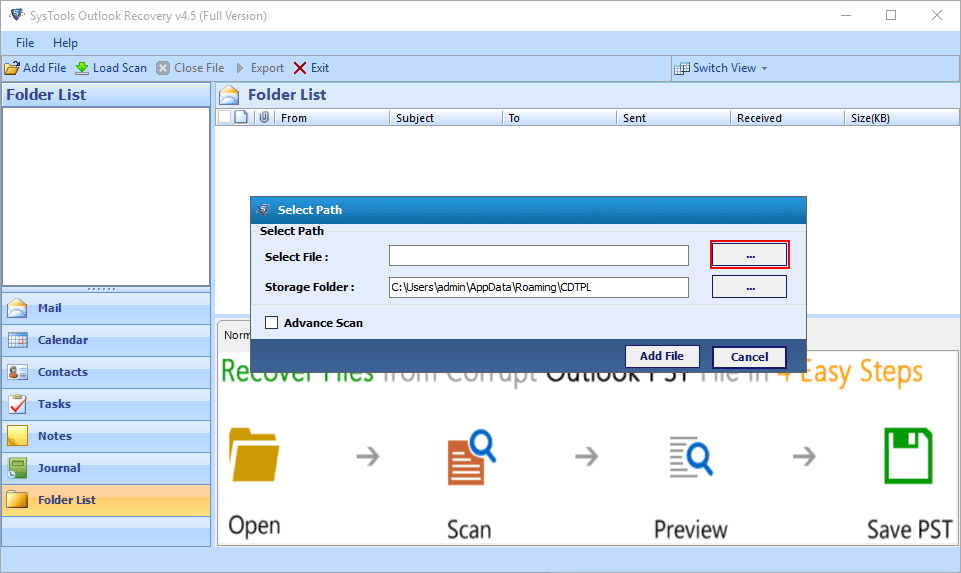 Browse PST File