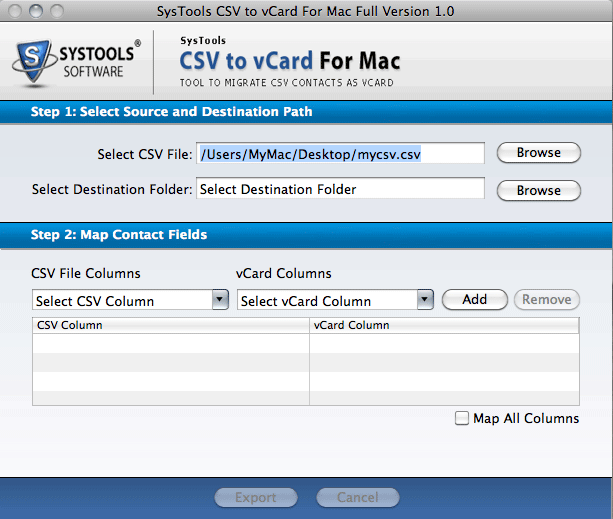 Locat CSV Contacts sheet