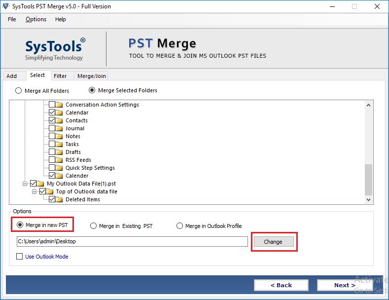 merge in new pst