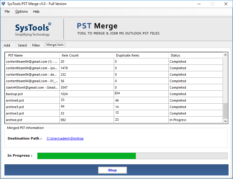 combine outlook data files