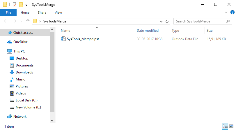 loction of merged PST File