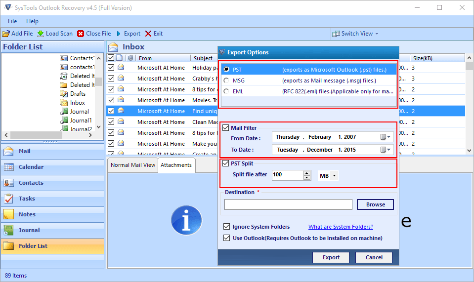 Select PST File option