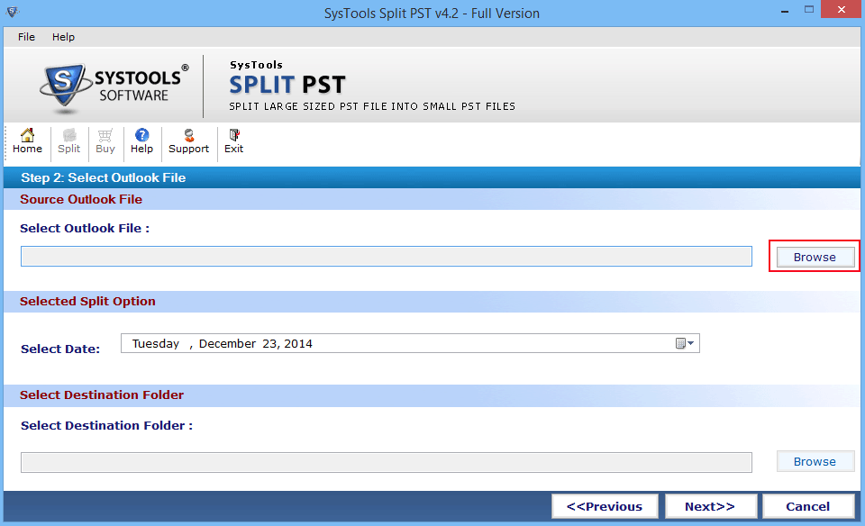 Browse PST by date