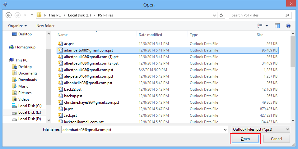 Open PST File