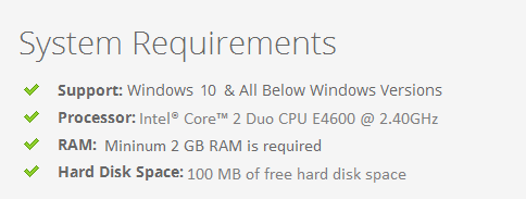 system requirements