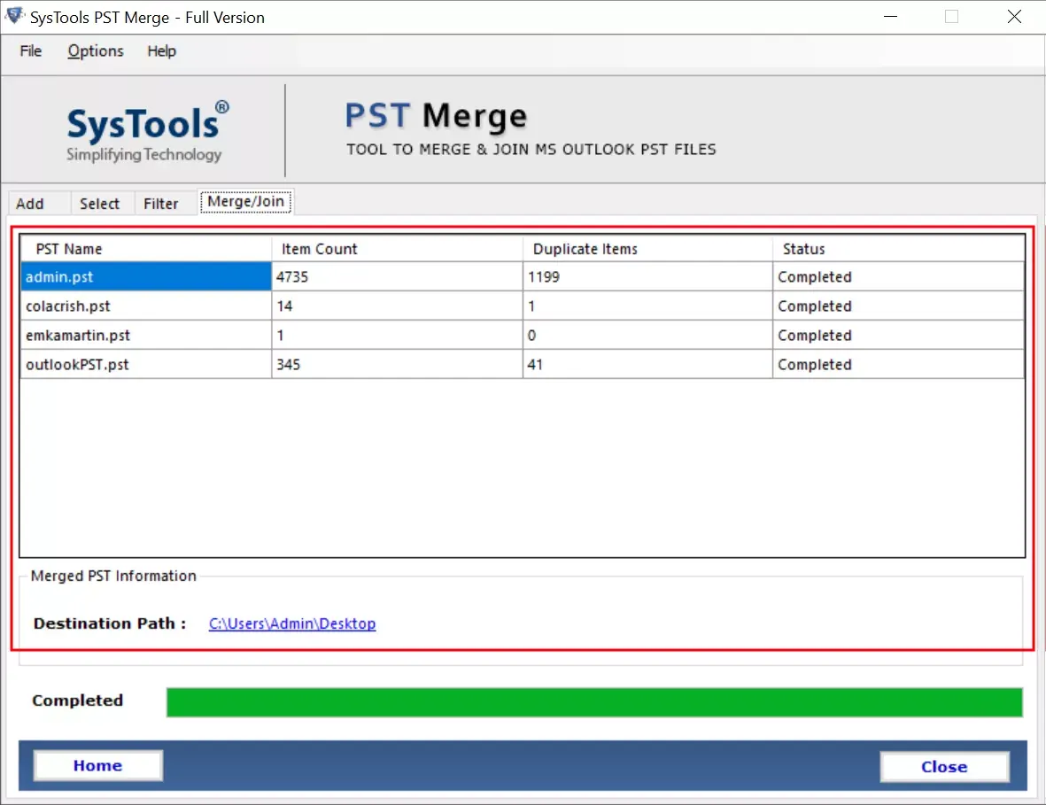 merge multiple pst files